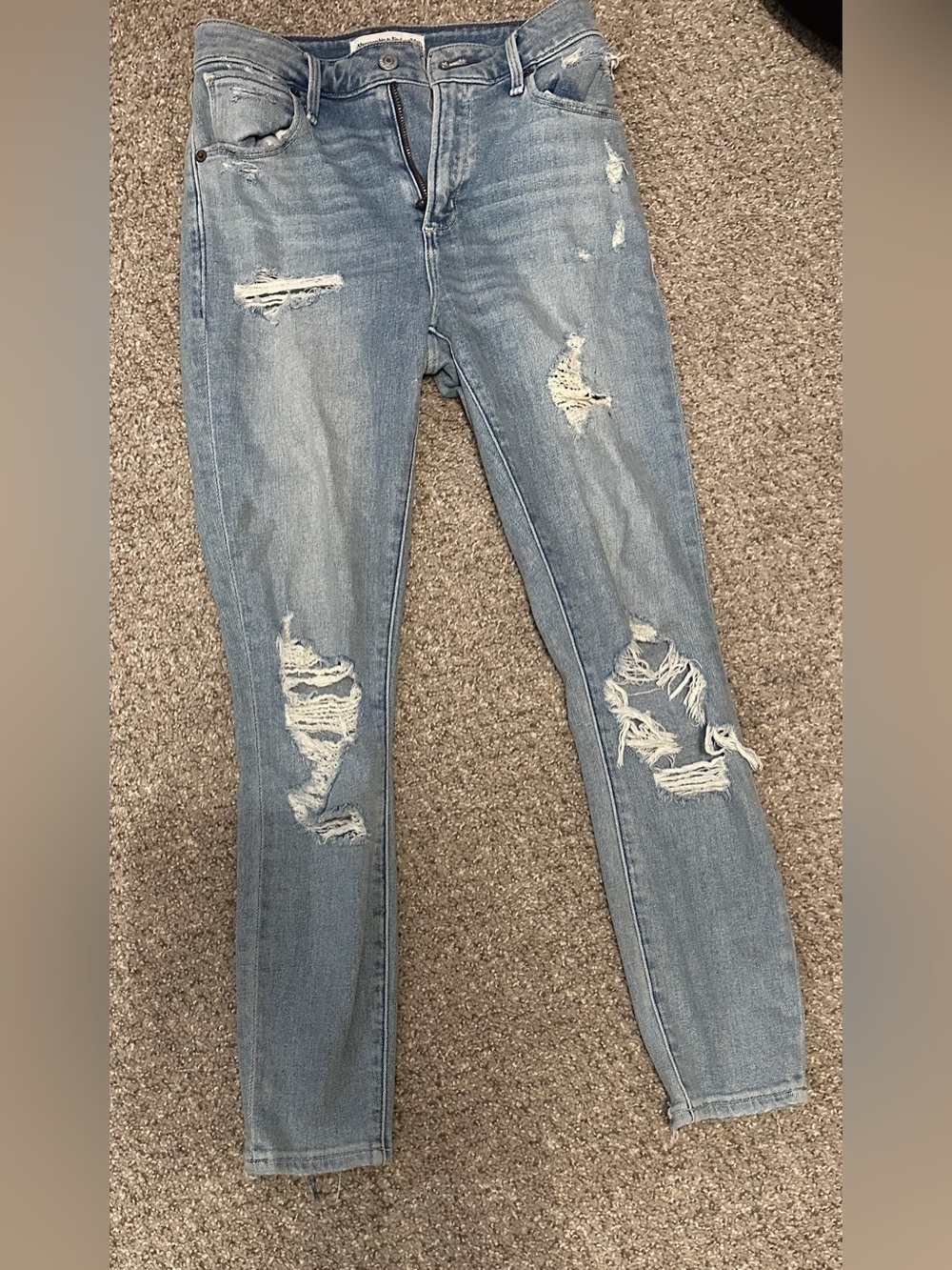 Abercrombie & Fitch Light Blue Distressed Skinny Ankle Jeans
